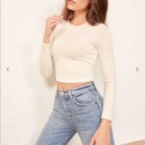 Reformation Jackie Top White long sleeve Crop Top